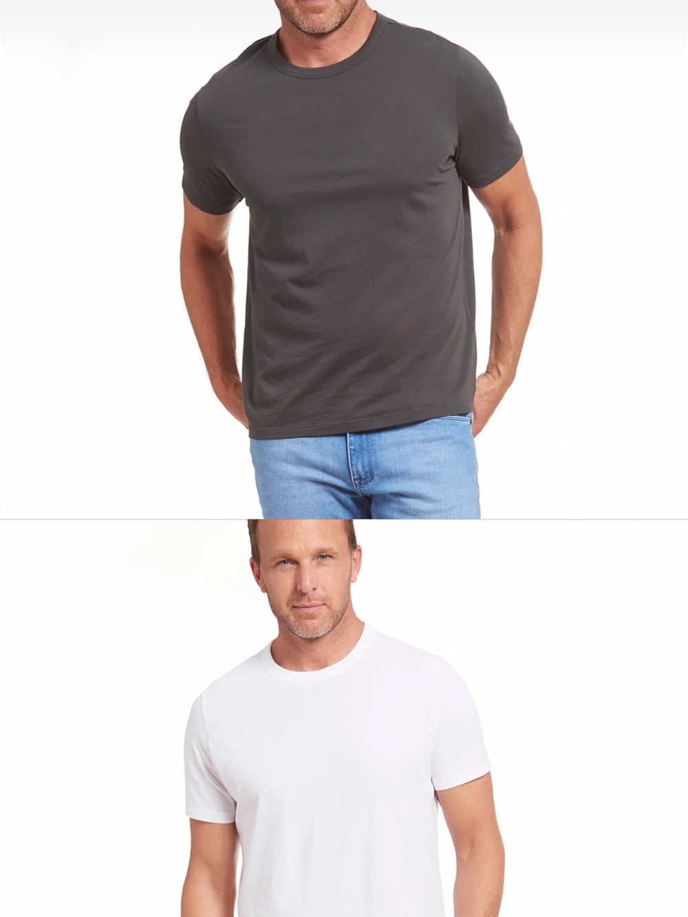 NWT 2Pk Mott & Bow Men's Classic Crew Driggs Short Sleeve Tees Dark Gray/ White